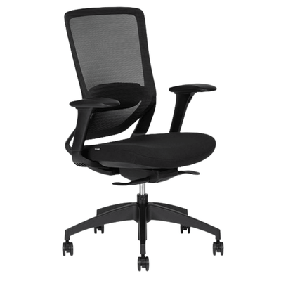 Silla de Oficina Operativa - TECHNO SOUL EXPRESS BLACK RESPALDO BAJO - Negro - Respaldo en Malla y Asiento Tapizado - Soul Express Black Respaldo Bajo - Techno - NOGAL BEAT - Silla Operativa