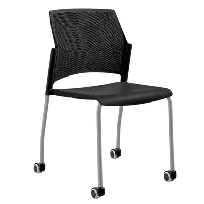 Silla de Oficina Respaldo Multiperforado - LABENZE REPLAY 106-0610r - Varios Colores - Patas Tubular Gris sin Brazos - 106-0610R - Labenze - NOGAL BEAT - Silla de Visita