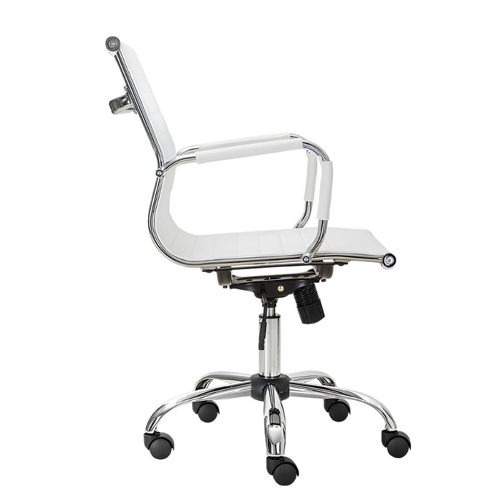 Silla de Oficina Secretarial - ALBAR GA - 002 BL - Blanco - Asiento y Respaldo Tapizado - GA-002 BL - ALBAR - NOGAL BEAT - Sillas de Oficina