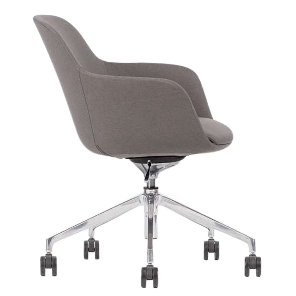 Silla De Oficina Secretarial Aluminio - TECHNO HUB CON RODAJAS - Varios Colores - Tapizado - Hub con Rodajas Addison - Techno - NOGAL BEAT - silla