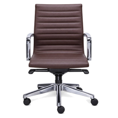 Silla de Oficina Secretarial Respaldo Medio Alto Retro - REQUIEZ RETRO RE-1751C 102-01751 - Blanco - Tapiz Poliuretano con Base de Aluminio Pulido - 102-01751-04-ESP - Requiez - NOGAL BEAT - Silla Secretarial