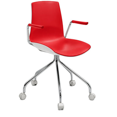 Silla de Oficina Visita - INFINITI NOW RODAJAS - Con Brazos - Asiento y Respaldo en Polipropileno - 110-112SB-ROJ-ESP - Infiniti - NOGAL BEAT - Silla de Visita