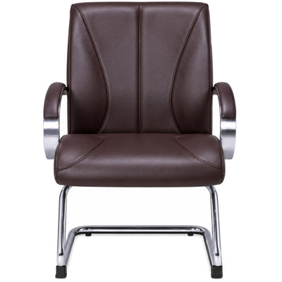 Silla de Oficina Visita - REQUIEZ RP-8005 - Café - Trineo con Brazos con Respaldo Medio y Tapizado Piel - 103-8005C-00-ESP - Requiez - NOGAL BEAT - Silla de Visita