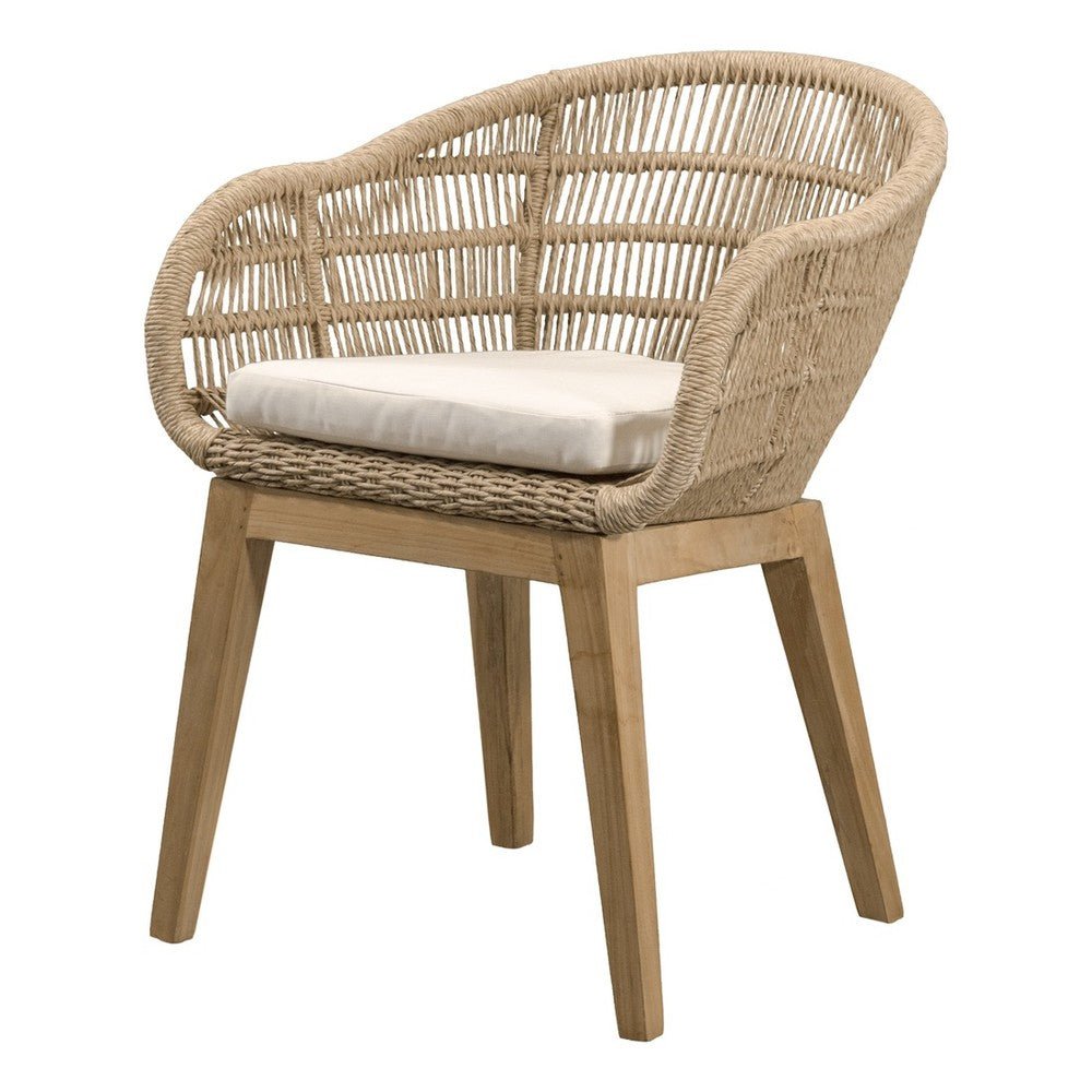 Silla de Terraza para Zona de Jardín - NOGAL BEAT AMORA - Natural - Madera Teca y Polyrattan con Antebrazo - SILLA AMORA Natural - CAMCO - NOGAL BEAT - Silla de Terraza