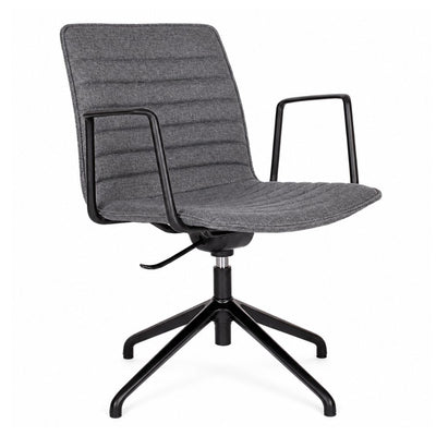 Silla de Visita para Recepción - GEBESA ENEAS - Asiento Gris - Respaldo Bajo en Tapiz Jaspeado - GDOH144G - GEBESA - NOGAL BEAT - Silla de Visita