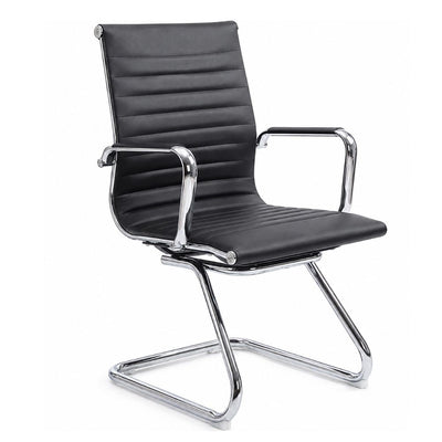 Silla de Visita para Sala de Espera - GEBESA GOETZ - Negro - Respaldo Bajo y Asiento Tapizado en Vinipiel - GDOH208N - GEBESA - NOGAL BEAT - Silla de Visita