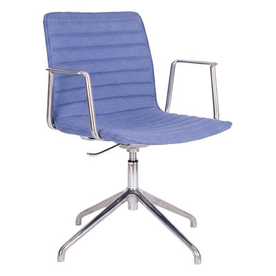 Silla de Visita para Sala de Juntas - GEBESA ENEAS - Asiento Azul - Respaldo Bajo en Tapiz Jaspeado - GDOH144A - GEBESA - NOGAL BEAT - Silla de Visita