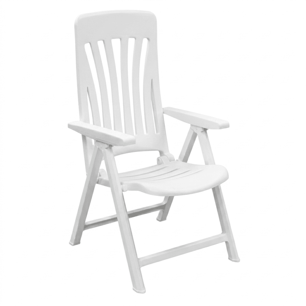 Sillón plegable Resol Blanes en polipropileno virgen blanco multiposición para terraza