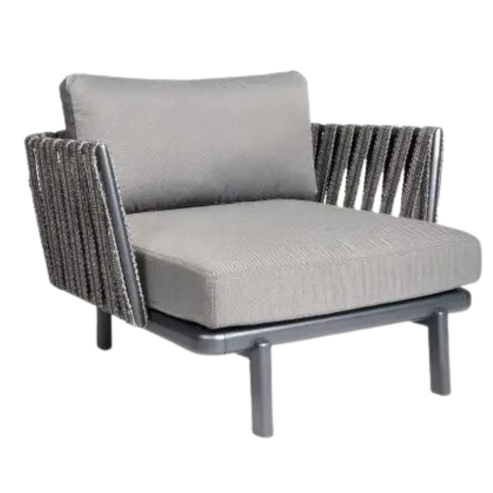 Sillón para Sala de Estar de 1 Plazas - RESOL ANTHEA EASY CHAIR - Varios Colores - Respaldo Cinta Pasamanería Trenzada y Estructura Aluminio Sofás Sofá Sillones Sillón Diseño Ergonómico Oficinas Corporativas Restaurantes Hoteles Cafeterías Tiendas y Boutiques Salas de Espera Compatibilidad con el Espacio Comodidad Salas de Reuniones Centros de Atención al Cliente Salas de Exposiciones y Eventos Estaciones de Trabajo en Tiendas Minoristas Mobiliario Comercial Muebles Contract Sofás para Eventos Sillones Eleg