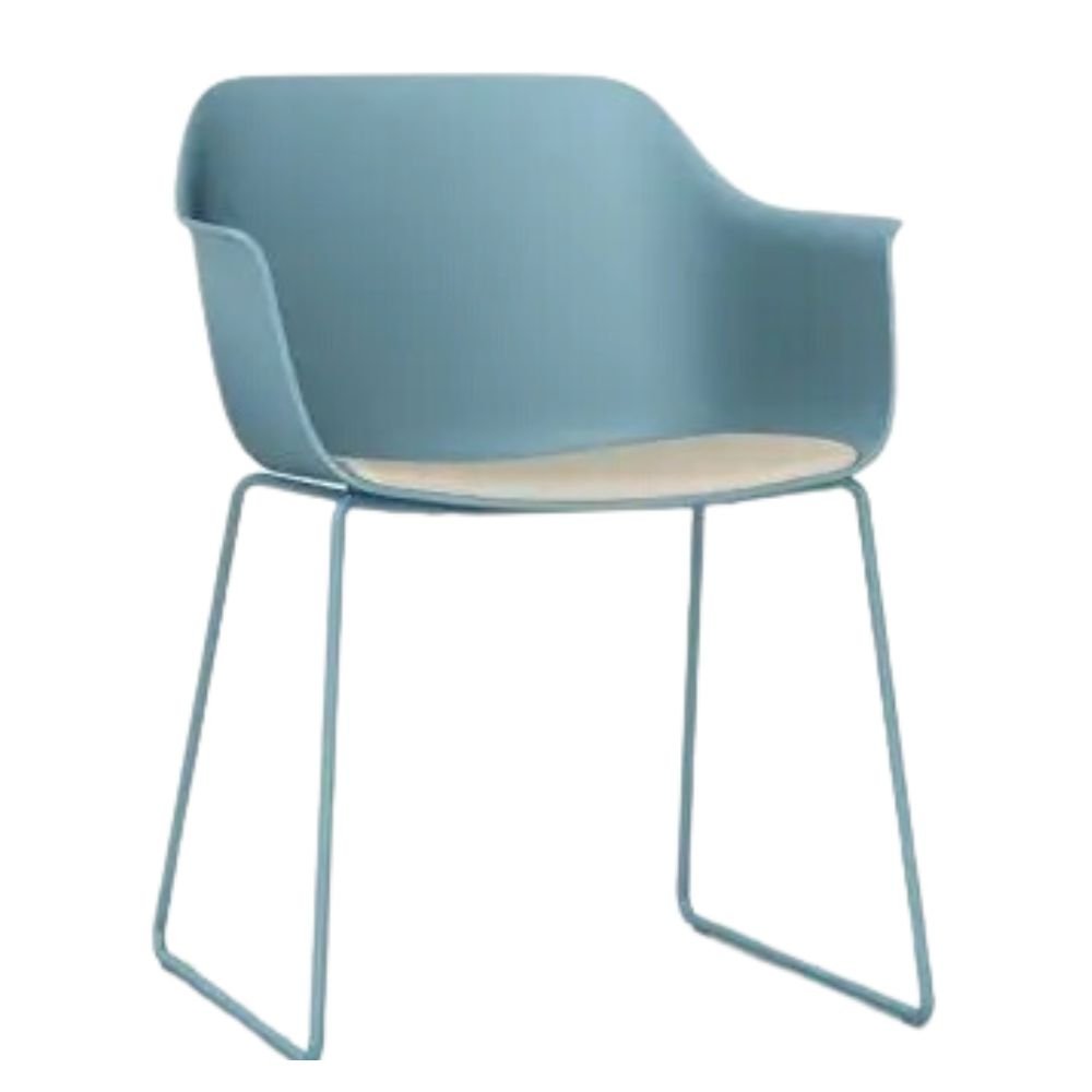 SILLA RESOL SHAPE PATIN UPHOLSTERED SEAT PAD | Silla Ocasional | Carcasa Polipropileno | Fibra Vidrio | Base Trineo Acero | Tapizado | Interior - 85824 - Resol - NOGAL BEAT - Sillas