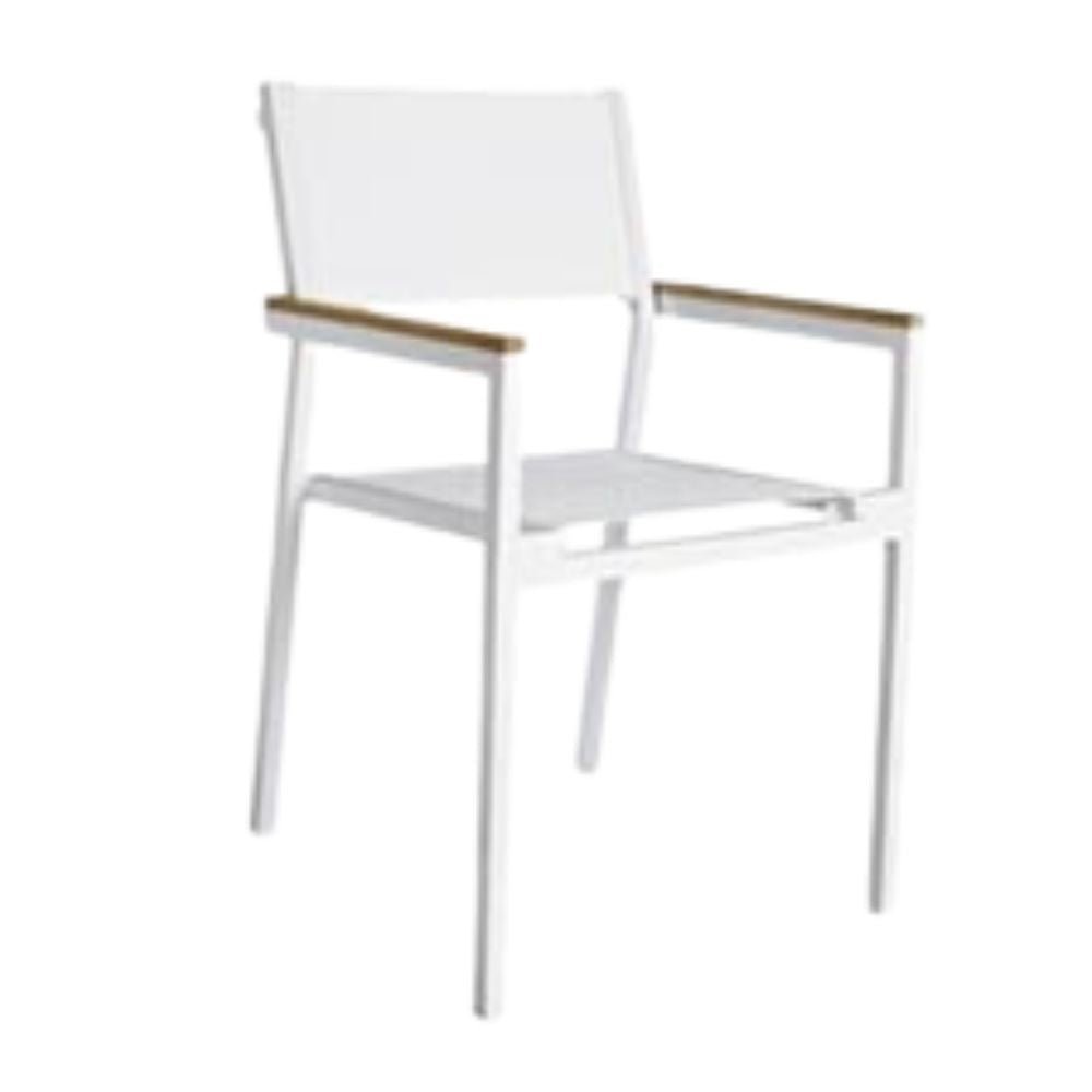 SILLA RESOL SHIO | Silla Ocasional para Terraza | con Brazos | Estructura Aluminio | Textilene | Exterior - 66059 - Resol - NOGAL BEAT - silla