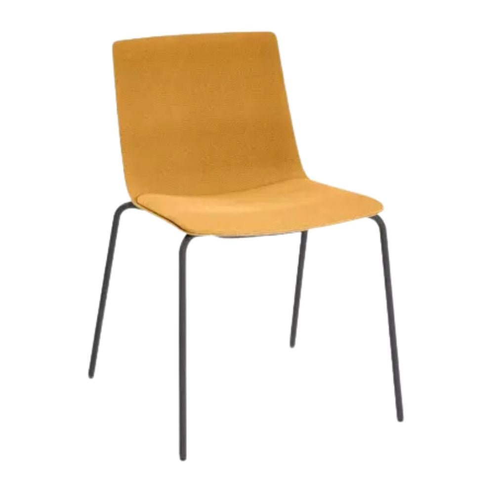 SILLA RESOL SKIN 4 PATAS FULLY UPHOLSTERED | Silla Ocasional para Comedor | Inyectado en Polipropileno | Tapizado Patas Acero Pintado | Interior - 85936 + 62057 - Resol - NOGAL BEAT - silla