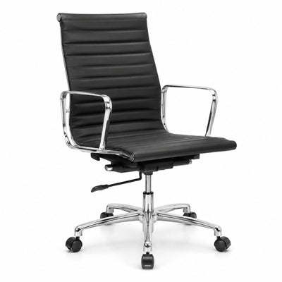 Silla Semi Ejecutiva de Oficina Privada - GEBESA GOETZ - Negro - Respaldo Bajo y Asiento Tapizado en Vinipiel - GDOH203N - GEBESA - NOGAL BEAT - Silla Ejecutiva