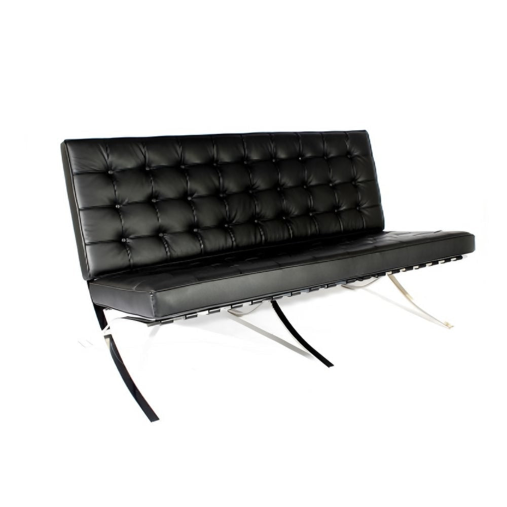 Sillón loveseat Nogal Beat Aviñón tipo Barcelona negro con estructura de acero pulido