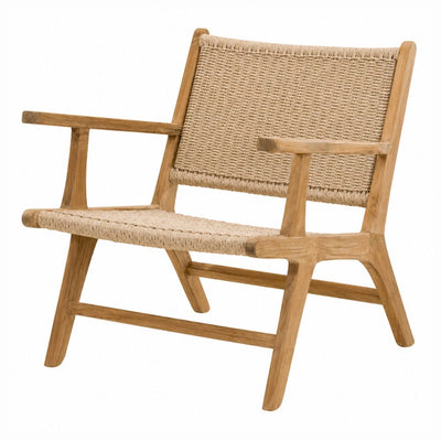 Sillón de Terraza para Áreas de Estar - NOGAL BEAT MALLORCA - Natural - Madera Teca y Polyrattan Tejido Liso - SILLÓN MALLORCA Natural Tejido liso - CAMCO - NOGAL BEAT - Sofá de Terraza