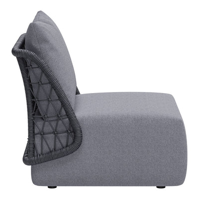Sillón de Terraza para Áreas de Estar - ZUO MEKAN - Gris - Asiento y Respaldo Tapizados con Tela para Exterior - 704024 - Zuo - NOGAL BEAT - Sofá de Terraza
