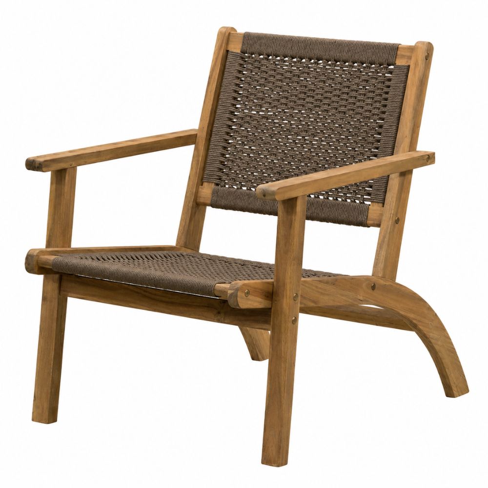 Sillón de Terraza para Cafetería - NOGAL BEAT NOA - Varios Colores - Madera de Acacia y Cuerda - SILLÓN NOA Café - CAMCO - NOGAL BEAT - Sofá de Terraza