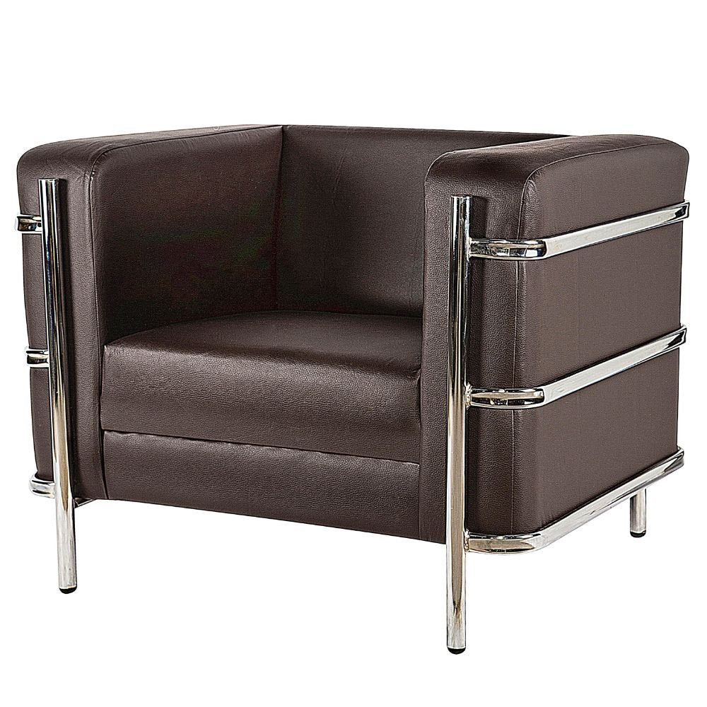 SILLÓN NOGAL BEAT AREZZO 1P C | Sillón para Sala de Estar Recepción | Pata Tubular Cromada | Tapiz Hule Espuma | Interior - AREZZO 1P C - ALBAR - NOGAL BEAT - Sillon