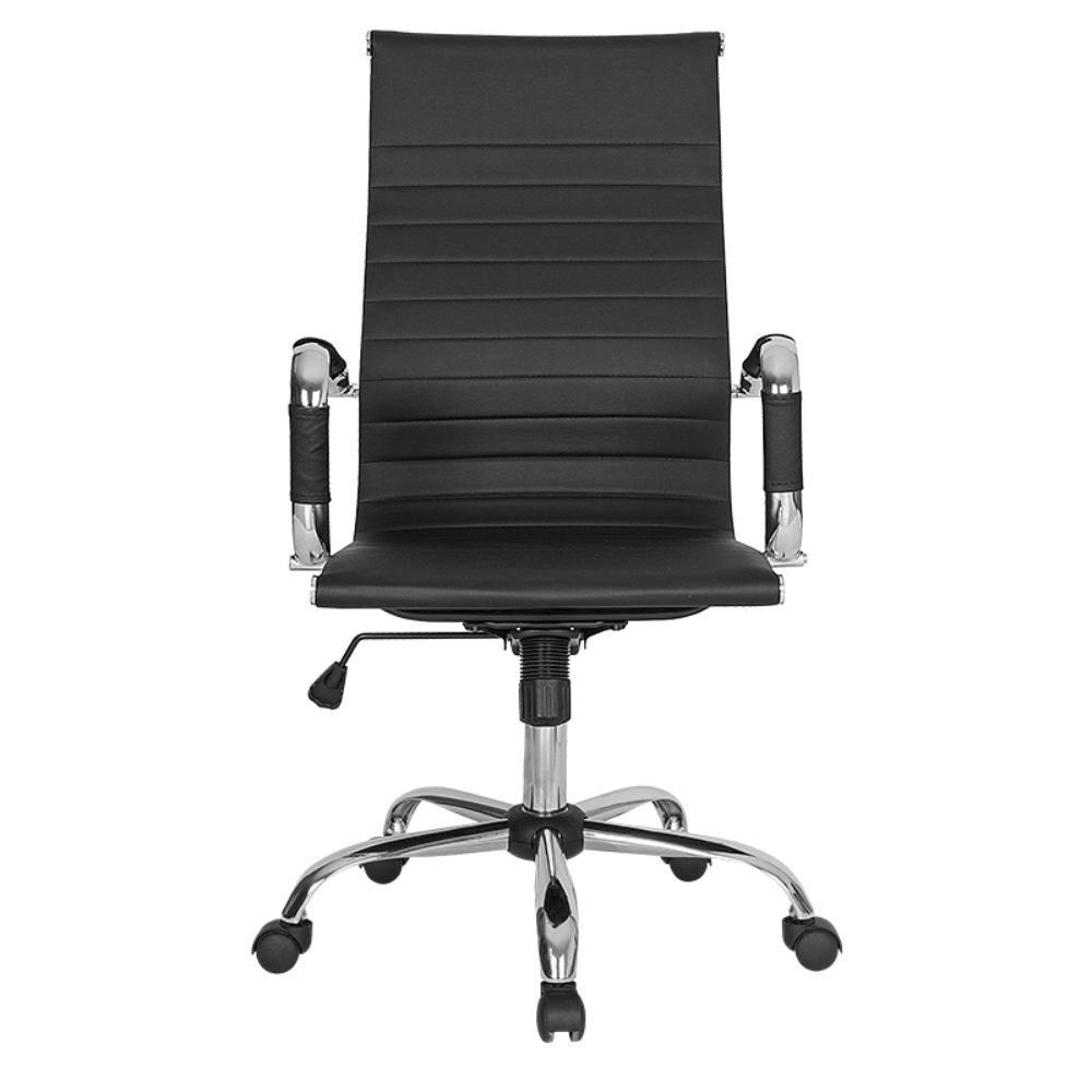 SILLÓN NOGAL BEAT GA - 002A | Sillón Ejecutivo | Base 5 Puntas | Respaldo Asiento Vinil | Brazos Metal Cromo | Altura Ajustable | Interior - GA - 002A - ALBAR - NOGAL BEAT - Sillas de oficina