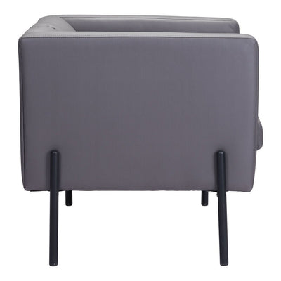Sillón Ocasional para Boutique - ZUO JESS - Gris - Asiento y Respaldo Tapizados en Piel Sintética - 101856 - Zuo - NOGAL BEAT - Sillón Ocasional