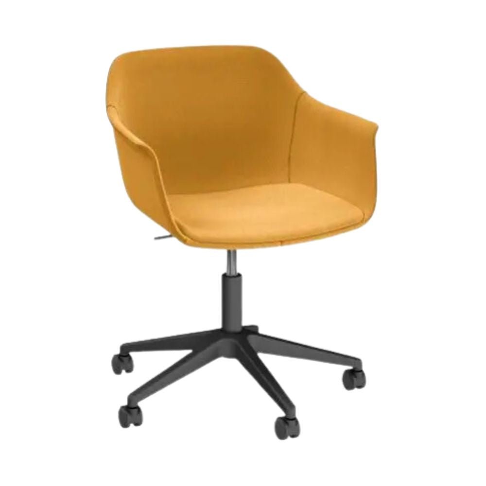 SILLÓN RESOL SHAPE RUEDAS FULLY UPHOLSTERED | Sillón Ocasional para Sala de Juntas | Inyección en Polipropileno Fibra de Vidrio | Estructura de Ruedas con Bomba | Interior - 85929 + 62057 - Resol - NOGAL BEAT - Sillon