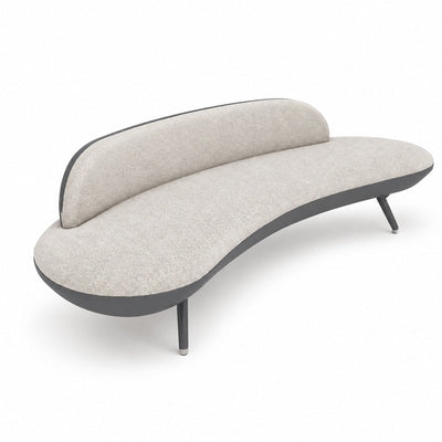 Sofá 3 Plazas Curvo - VERSA OFFSET SOFA PANNA - Grafito - Tapizado en Sintético Altacia o Spectra con Base - VO-613S - VERSA - NOGAL BEAT - Sillón Ocasional