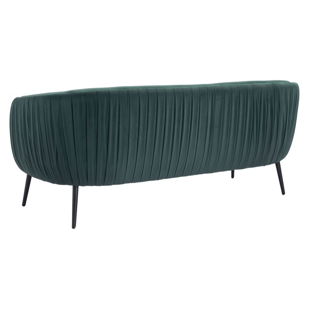 SOFÁ ZUO KARAN | Sofá Decorativo para Sala de Estar | Base Acero Negro | Verde | Terciopelo 100% Poliéster Madera Contrachapada | Interior - 101859 - Zuo - NOGAL BEAT - Sofá
