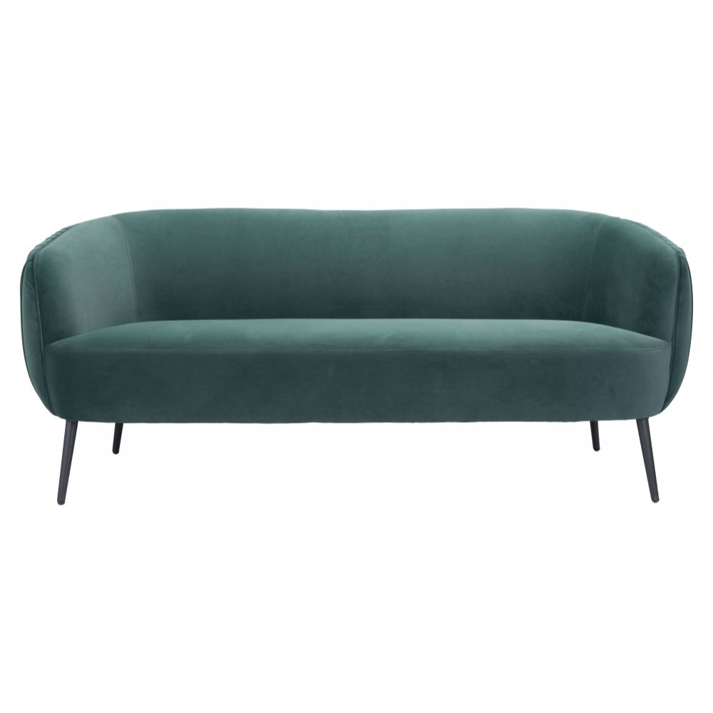 SOFÁ ZUO KARAN | Sofá Decorativo para Sala de Estar | Base Acero Negro | Verde | Terciopelo 100% Poliéster Madera Contrachapada | Interior - 101859 - Zuo - NOGAL BEAT - Sofá