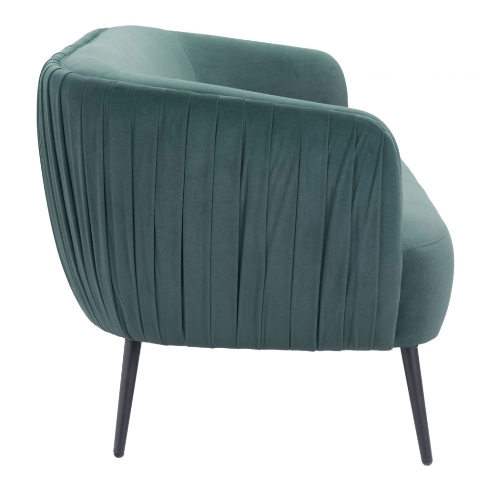SOFÁ ZUO KARAN | Sofá Decorativo para Sala de Estar | Base Acero Negro | Verde | Terciopelo 100% Poliéster Madera Contrachapada | Interior - 101859 - Zuo - NOGAL BEAT - Sofá