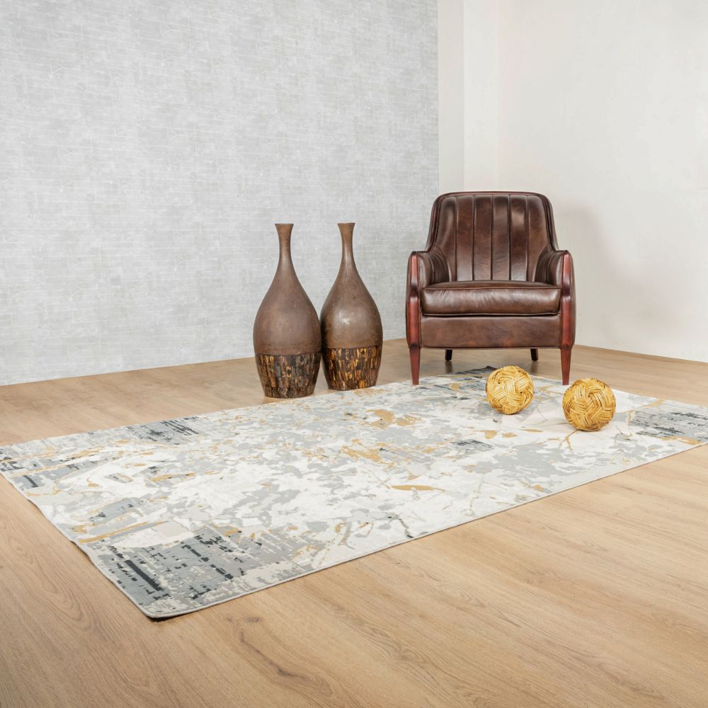 TAPETE LAVIN RENNES U2055 | Tapete Decorativo para Recepción Hotel Hogar Departamento Sala | GRIS CREMA ORO | Varias Medidas | Rectangular | Interior - U2055-60 x 90 - LAVIN - NOGAL BEAT - Tapetes
