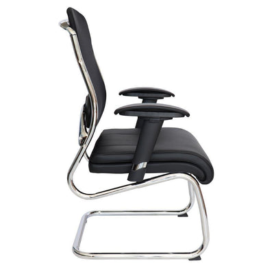 SILLA OFFIHO CROMA OHV-198negro | Silla Visita Diseño Ergonómico | Visitante Sala Espera | Base Trineo Negra | Asiento Soft Revolving Leather | Interior