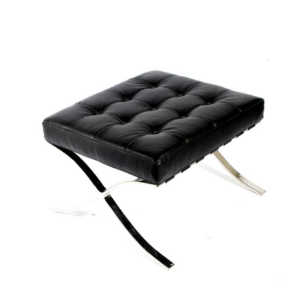 SILLON NOGAL BEAT AVIÑON OTTOMAN | Sillón Tipo Barcelona Ludwing Mies Van Der Rohe Hotel | Base Estructura de Acero | Cojín de Espuma | Interior