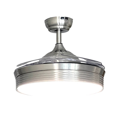 Ventilador decorativo de techo Masterfan Roma 42 de 4 aspas transparentes retráctiles satinado con luz LED