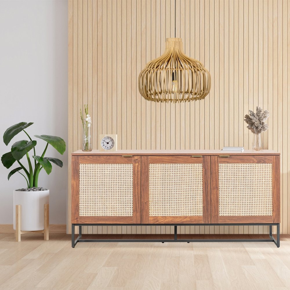 Nogal Beat Akumal Rattan Credenza - CRED0903546 - Mundo In - NOGAL BEAT -