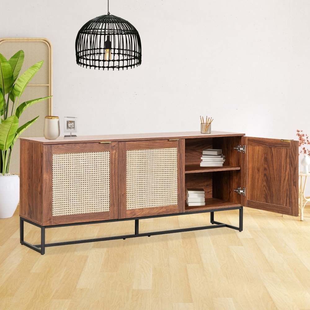 Nogal Beat Akumal Rattan Credenza - CRED0903546 - Mundo In - NOGAL BEAT -