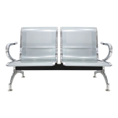 Nogal Beat BANCA 2 PLAZAS METAL CROMADO para Sala de Espera Recepcion - BANC0360257 - Mundo In - NOGAL BEAT -