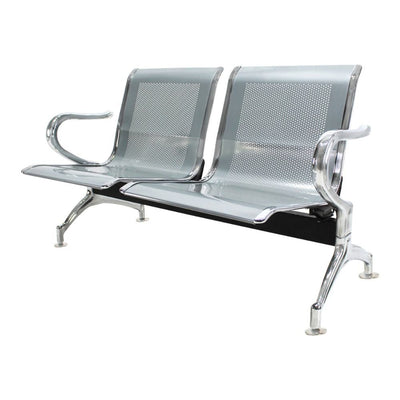 Nogal Beat BANCA 2 PLAZAS METAL CROMADO para Sala de Espera Recepcion - BANC0360257 - Mundo In - NOGAL BEAT -