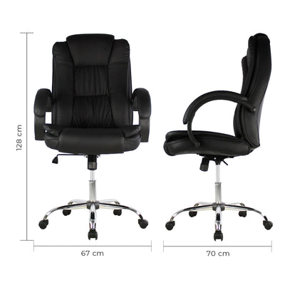 SILLA KINGSTRONG MOB-1097 Granada SILL0903522 | Silla Ejecutiva Uso de Oficina | Base Estrella Giratoria | Tapizado Tela | Interior | Poliuretano Alto Respaldo Tela Tipo “PU” Acero Cromado Soporte Lumbar Descansabrazos y base tipo estrella cromada Estrella con Rodajas Negra Para Buena Postura Base Pistón Neumático Palanca Reguladora Comodidad Buen Diseño Oficina Home Office Corporativo Rodajas de Nylon Comodidad Espacio de Trabajo Respaldo con doble acojinamiento Reclinable Moderno Mundo In