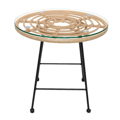 NOGAL BEAT MESA DE CENTRO EXTERIOR DOMINICA | Mesa para Terraza Exterior Jardín | Rattan Sintético Impermeable | Interior + Exterior - MESA0904153 - Mundo In - NOGAL BEAT -