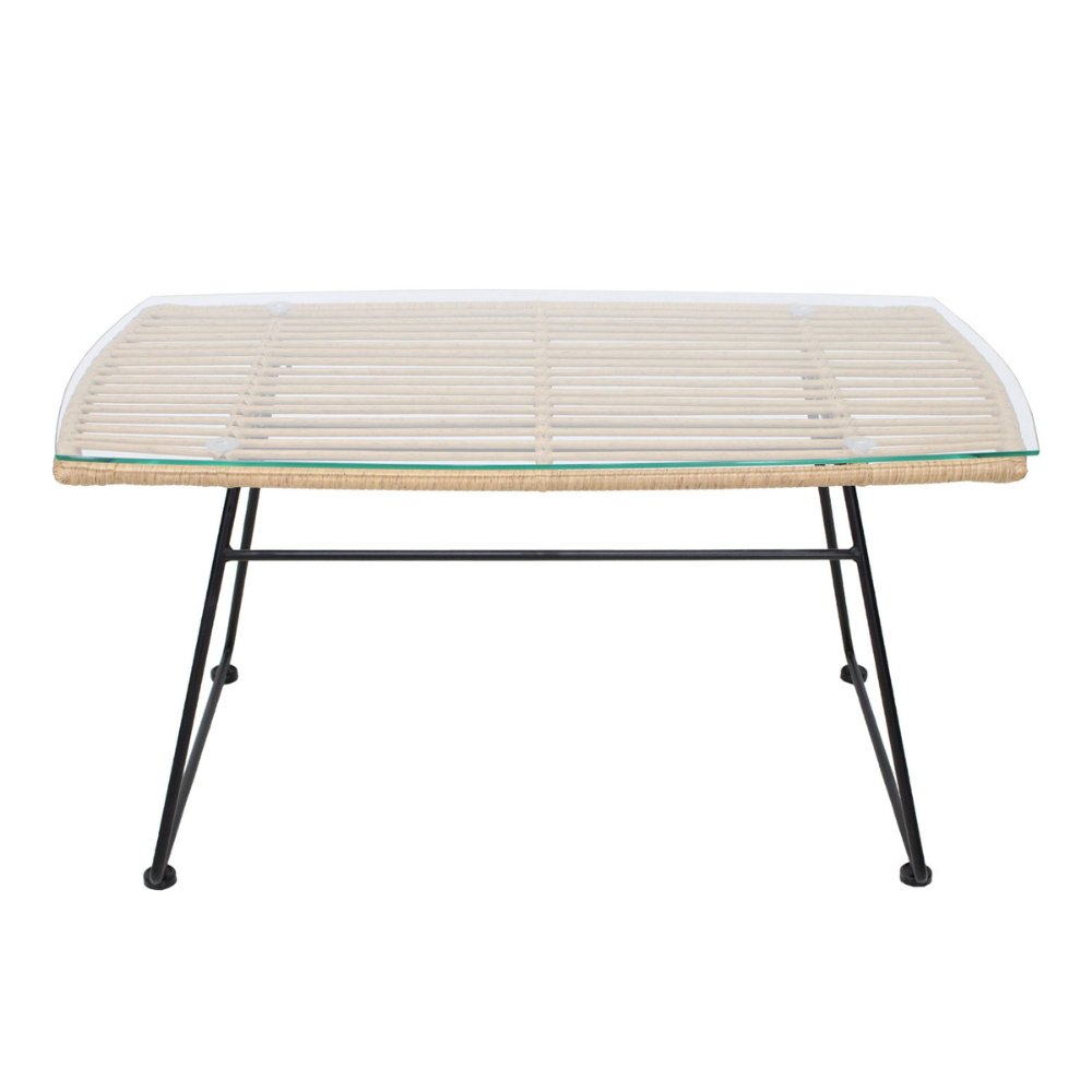 NOGAL BEAT MESA DE CENTRO EXTERIOR TOBAGO | Mesa Centro para Jardin Terraza Exterior | Rattan Sintetico | Rectangular | Interior + Exterior - MESA0904160 - Mundo In - NOGAL BEAT -