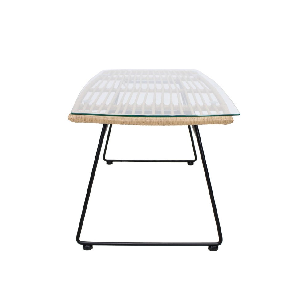 NOGAL BEAT MESA DE CENTRO EXTERIOR TOBAGO | Mesa Centro para Jardin Terraza Exterior | Rattan Sintetico | Rectangular | Interior + Exterior - MESA0904160 - Mundo In - NOGAL BEAT -