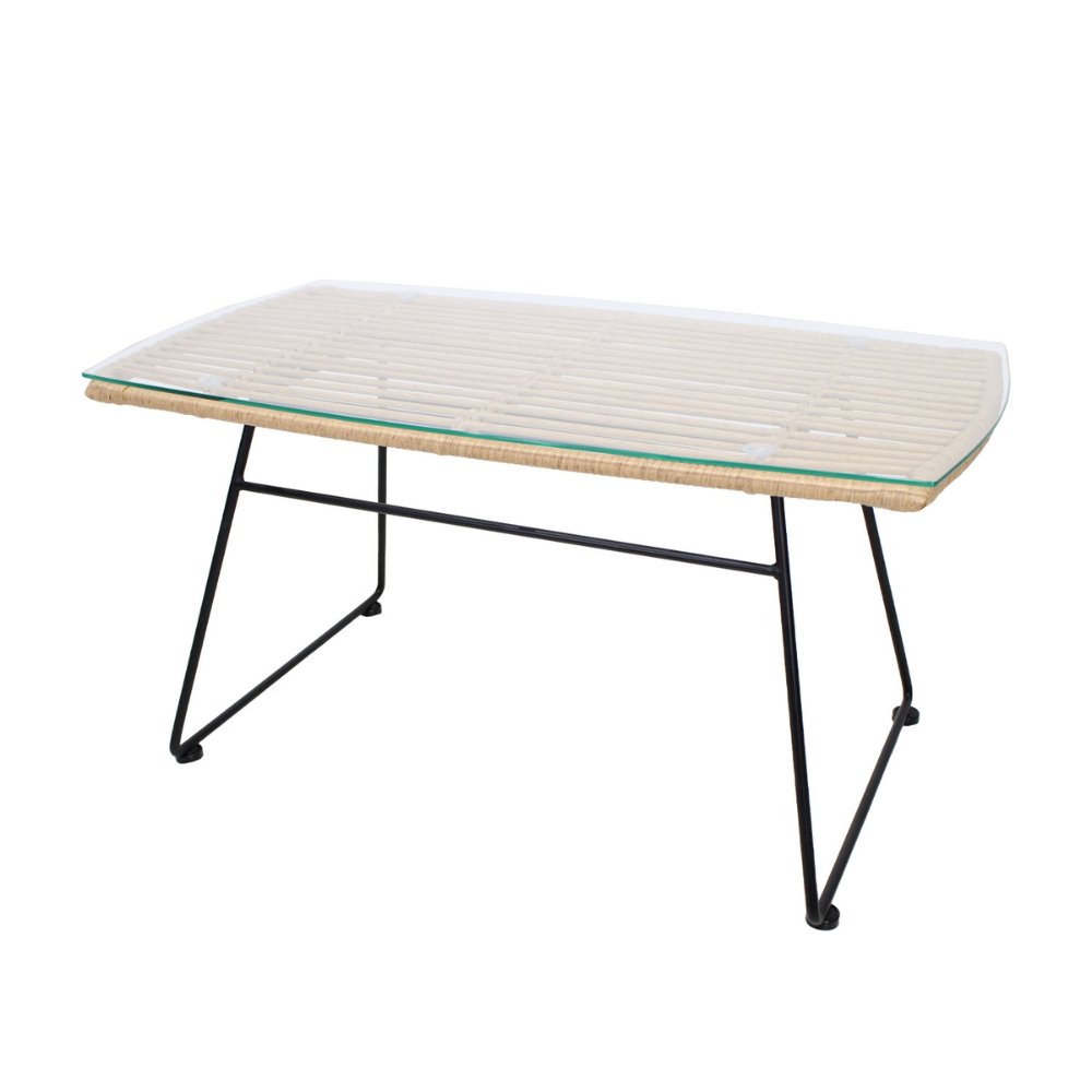 NOGAL BEAT MESA DE CENTRO EXTERIOR TOBAGO | Mesa Centro para Jardin Terraza Exterior | Rattan Sintetico | Rectangular | Interior + Exterior - MESA0904160 - Mundo In - NOGAL BEAT -