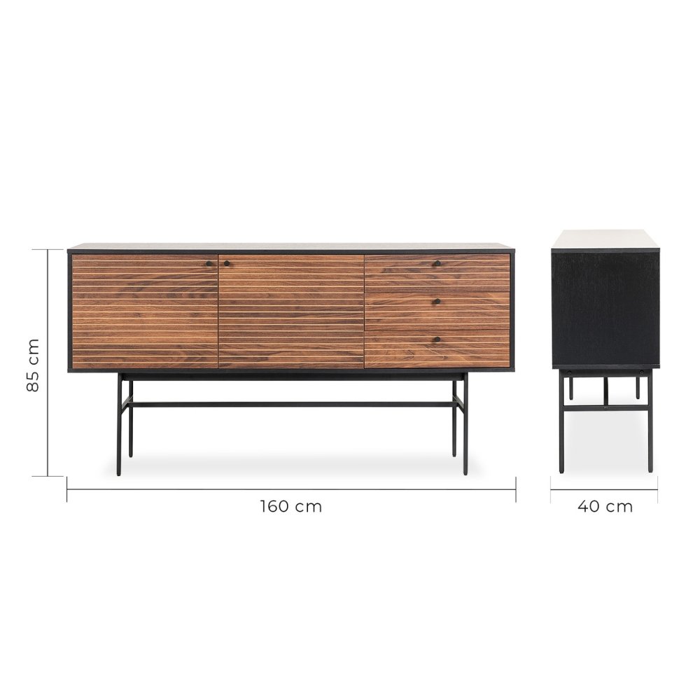 Nogal Beat Piamonte 160x40 Negro Credenza - CRED0903527 - Mundo In - NOGAL BEAT -