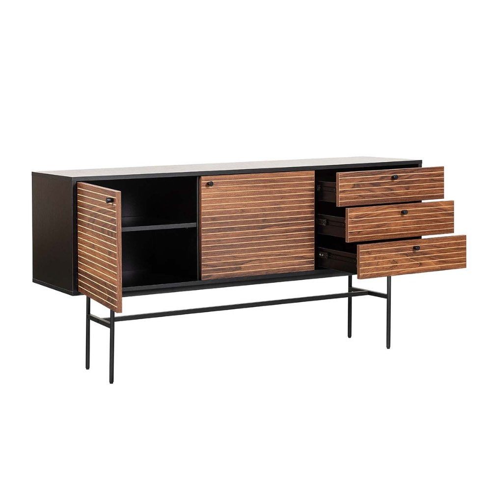 Nogal Beat Piamonte 160x40 Negro Credenza - CRED0903527 - Mundo In - NOGAL BEAT -