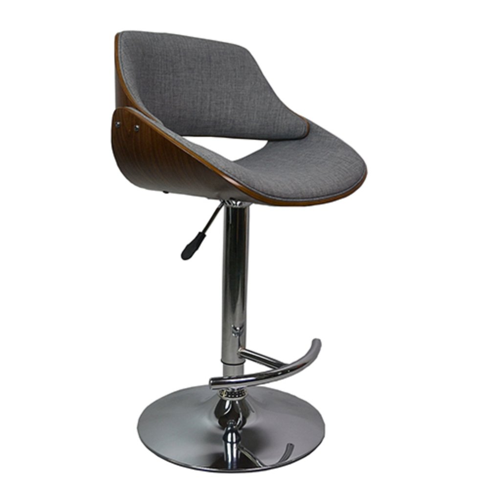 Nogal Beat Sherlock Banco Alto Altura Ajustable Tapizado Tela Gris para Barra Bar - B-1996W-GR-F - Piccola - NOGAL BEAT -