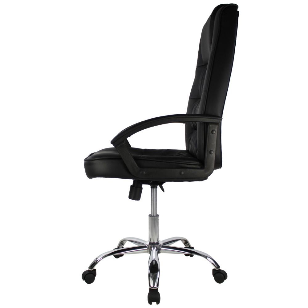 SILLA KINGSTRONG MOB-D68 Soria SILL0903519 | Silla Ejecutiva Uso de Oficina | Base Estrella Cromada | Tapiz PU | Poliuretano | Interior | Acero Cromado Tapizado en PU Poliuretano Respaldo Acojinado Reclinable Largos Descansabrazos Base Móvil Estrella Cromada Para Buena Postura Base Pistón Neumático Palanca Reguladora Comodidad Buen Diseño Oficina Home Office Corporativo Rodajas de Nylon Comodidad Espacio de Trabajo Mundo In