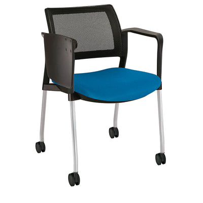 PUPITRE OFFIHO KYOS OHP-378 | Pupitre Ergonómico Butaca Cursos Talleres | Rodajas | Paleta Lateral Abatible | Asiento Tapizado | Respaldo Malla | Interior | Mesabanco Tapizable Universidad Aula Capacitación