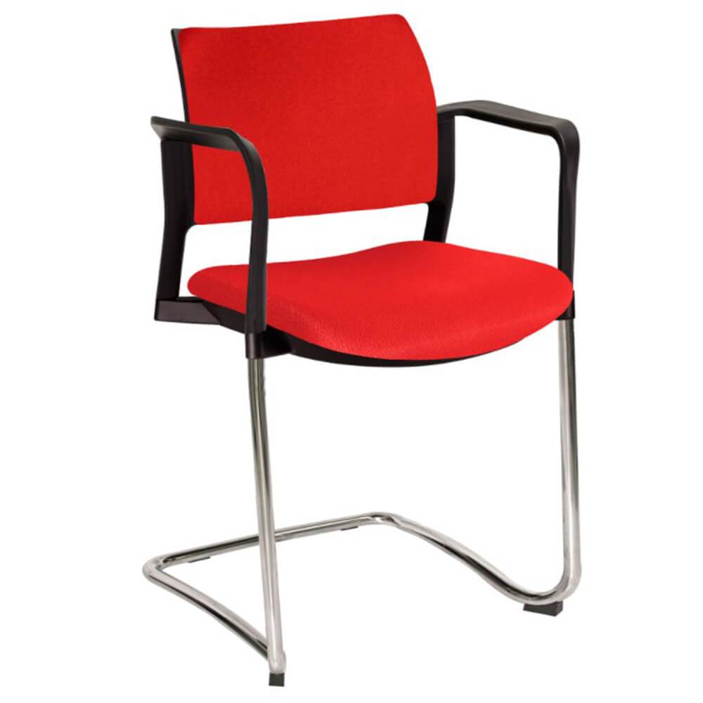 Offiho Silla Kyos Oht-340Cr Visita Base Trineo Asiento Y Respaldo Tapizado Con Descansabrazos Estructura Terminado En Cromo Ergonomica - OHT-340CR - OFFIHO - NOGAL BEAT - Sillas