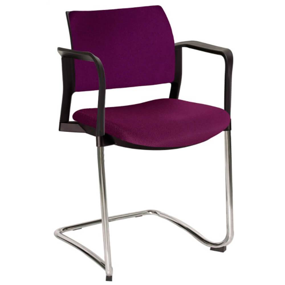 Offiho Silla Kyos Oht-340Cr Visita Base Trineo Asiento Y Respaldo Tapizado Con Descansabrazos Estructura Terminado En Cromo Ergonomica - OHT-340CR - OFFIHO - NOGAL BEAT - Sillas