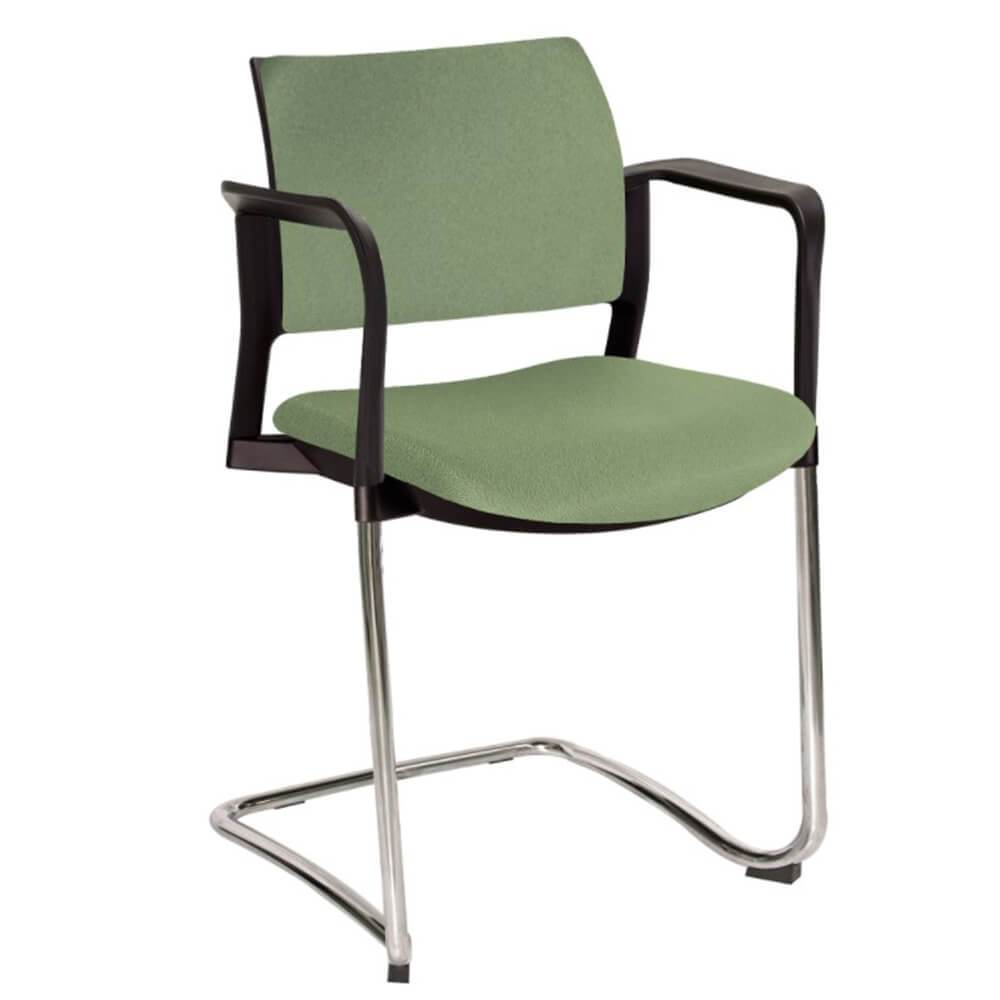 Offiho Silla Kyos Oht-340Cr Visita Base Trineo Asiento Y Respaldo Tapizado Con Descansabrazos Estructura Terminado En Cromo Ergonomica - OHT-340CR - OFFIHO - NOGAL BEAT - Sillas
